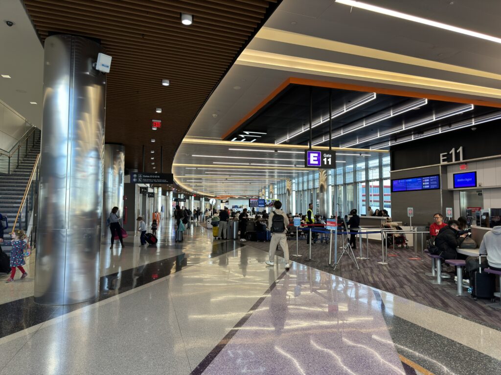 Inside Boston Logan Airport terminal E
