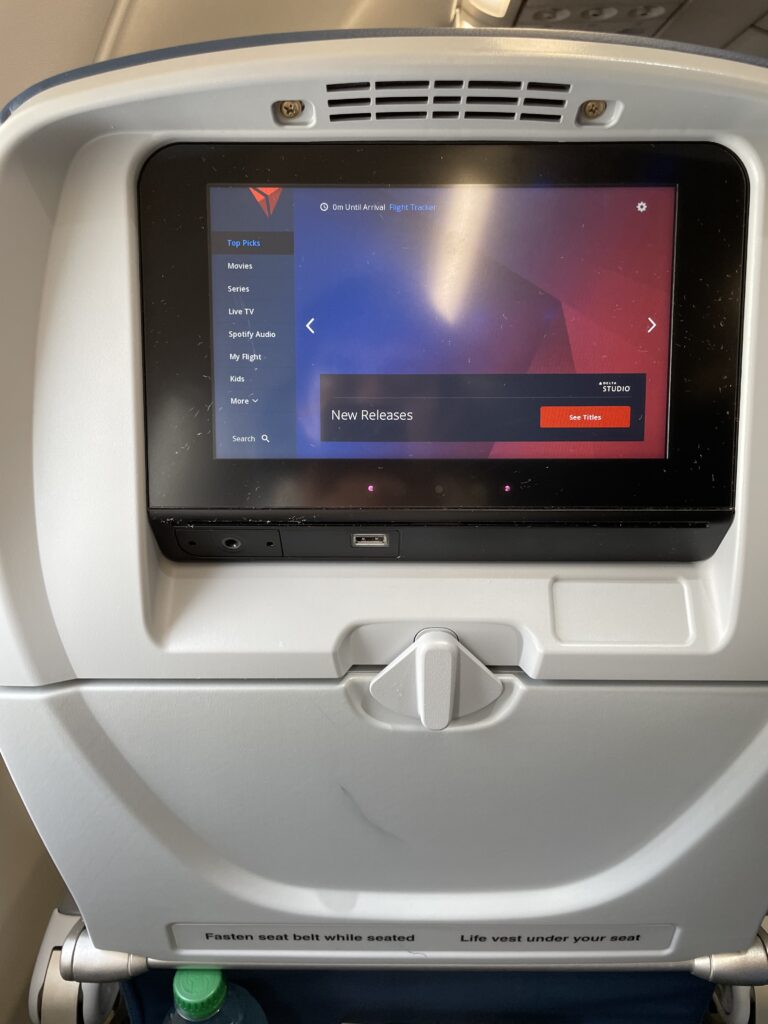 IFE screen inside a Delta A321